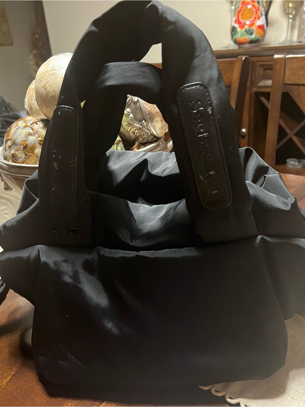 See by Chole Black Tote Bag with Stitched Handles